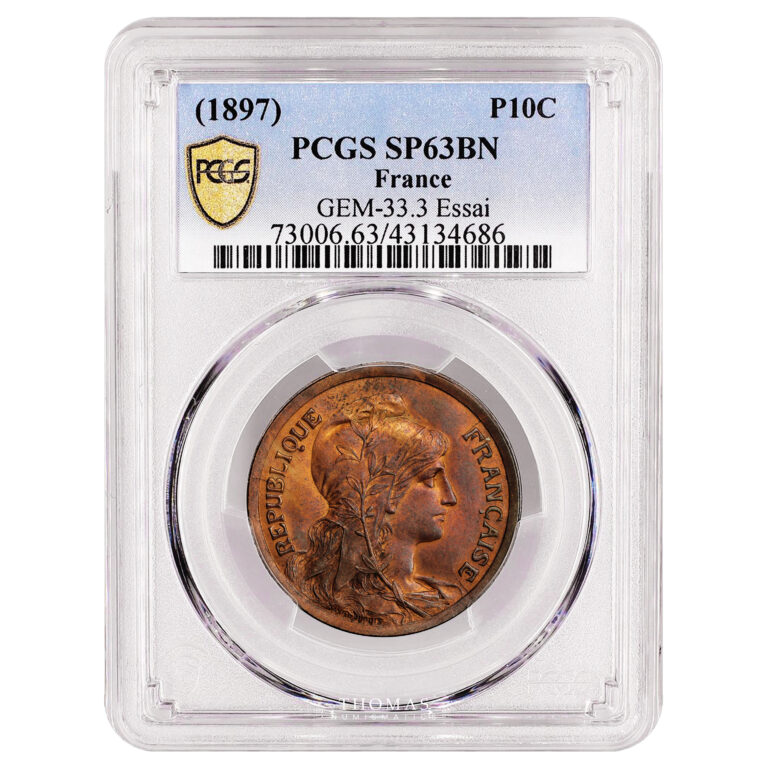 Coin France - Pattern 10 Centimes Dupuis - 1897 - PCGS SP 63 BN slab