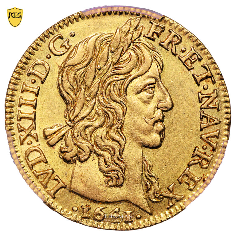 Coin France - Louis XIII - Gold - Louis d'or à la mèche longue - 1641 A Paris - PCGS AU 58 obverse