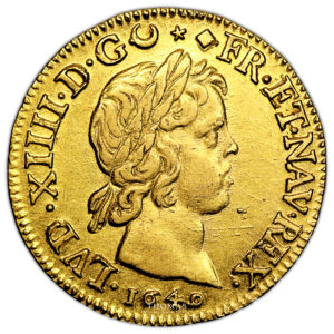 Monnaie France - Louis XIV - Louis d'or à la mèche courte - 1640 D Lyon-Avers