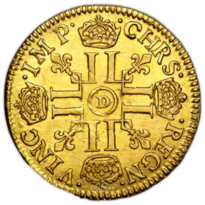 Monnaie France - Louis XIV - Louis d'or à la mèche courte - 1640 D Lyon-Revers