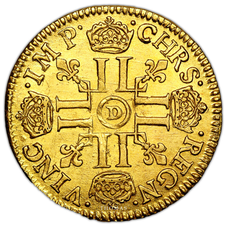 Monnaie France - Louis XIV - Louis d'or à la mèche courte - 1640 D Lyon-Revers