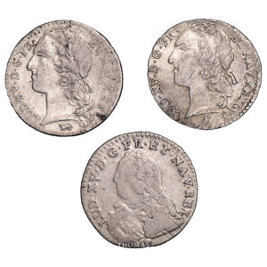 Monnaie France - Louis XV - 3 pièces 1:10 Écu Argent - 1731 et 1744 - Trésor de Saint Thibaut-Avers