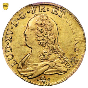 Monnaie France - Louis XV - Gold - Louis d'or aux Lunettes - 1728 Pau Béarn - Treasure of rue Mouffetard - PCGS AU 55 obverse