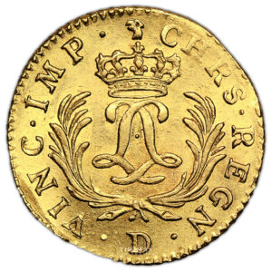 Monnaie France - Louis XV - Louis d'or Mirliton - 1725 D Lyon-Revers
