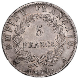 Monnaie France - Napoléon Empereur - 5 francs - 1814 A Paris-Revers