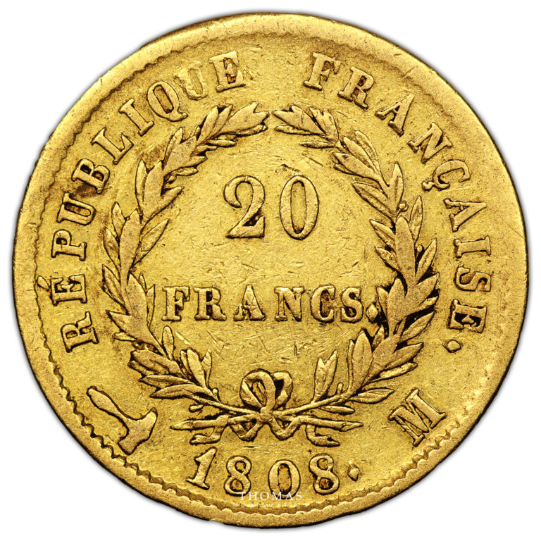 Monnaie France - Napoléon Ier - 1808 M Toulouse - 22 147 exemplaires-Revers