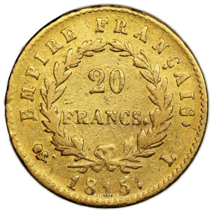 Monnaie France - Napoléon Ier - 20 Francs Or - 1815 L Bayonne-Revers