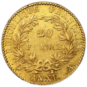 Monnaie France - Napoléon Ier - 20 Francs or Tête Nue - AN XI A Paris-Revers