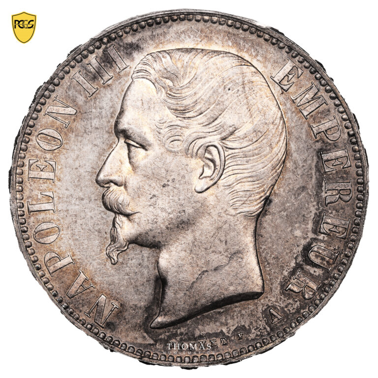 Monnaie France - Napoléon III - 5 Francs - 1855 A Paris - Main Ancre - PCGS MS65-Avers