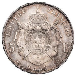 Monnaie France - Napoléon III - 5 Francs - 1855 A Paris - Main Ancre - PCGS MS65-Revers