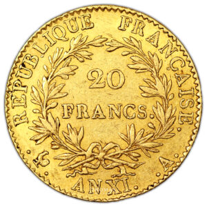 Coin France - Napoleon Premier Consul - Gold 20 Francs or - An XI A Paris reverse