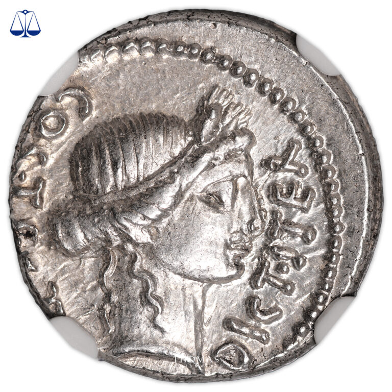 Monnaie Romaine - Jules Cesar - Denier - 46 BC - NGC AU 4-5 5-5-Avers