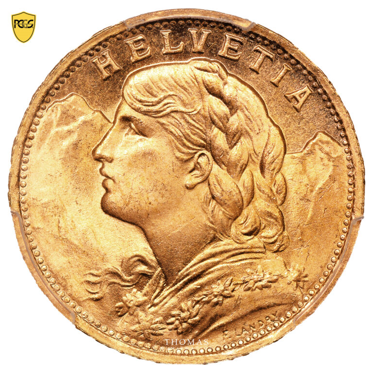 Coin Switzerland - 20 Francs or Vreneli - 1935 LB Bern - PCGS MS 66 obverse