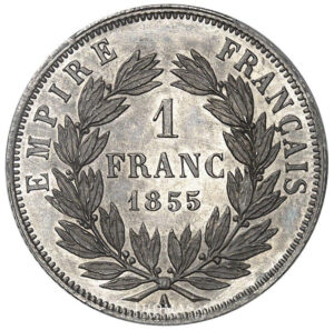 Coin France - Napoléon III - 1 franc 1855 A Paris - Proof - PCGS PF 61 reverse