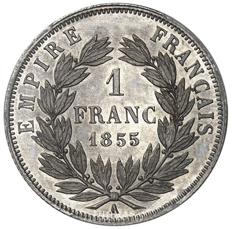 Coin France - Napoléon III - 1 franc 1855 A Paris - Proof - PCGS PF 61 reverse