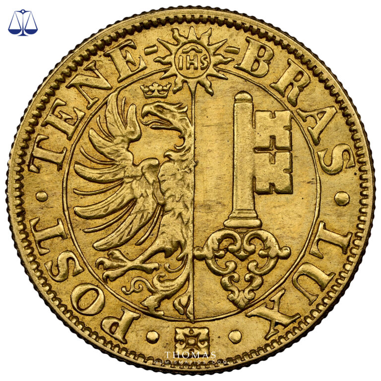 20 francs or suisse Geneve NGC MS 61 avers