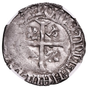 Charles VII - Blanc Mont saint michel - ngc au 58 - Hoard Treasure chenevière reverse