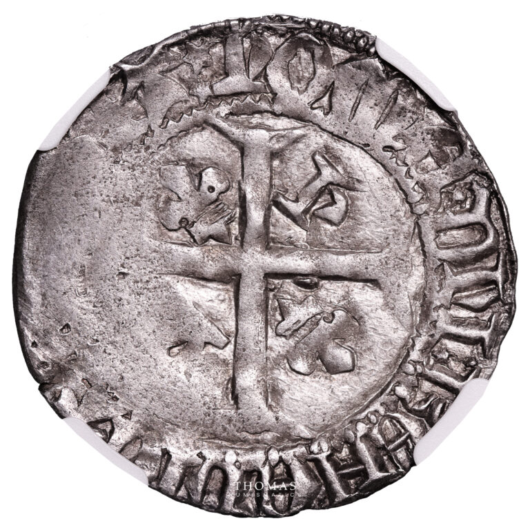 Charles VII - Blanc Mont saint michel - ngc au 58 - Hoard Treasure chenevière reverse