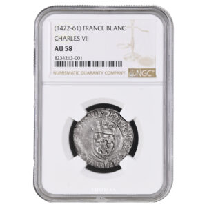 Charles VII - Blanc Mont saint michel - ngc au 58 - Hoard Treasure chenevière slab