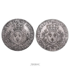 Lot of 2  Coins - Louis XV - Écu aux Branches d'Olivier - 1739 M Toulouse - 1734 R Orléans reverse