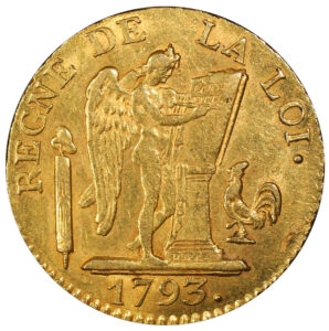 Coin - France - Gold - 24 livres or – Convention – 1793 – An II A -Paris - PCGS AU 55 reverse
