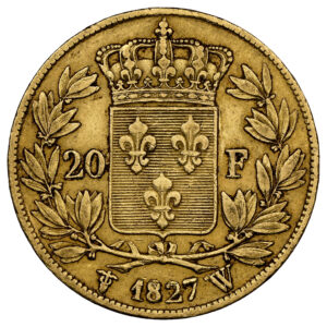 Charles X - 20 francs or 1827 W Lille - NGC XF 45 revers