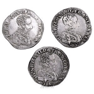 Lot 3 Monnaies - Henri II - Teston tête nue - 1558 K Bordeaux - 1559 Var 559 - 1559 K Bordeaux-Avers