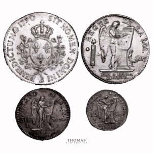 Lot of 4 coins - Louis XVI - 30 Sols - Écu de 6 Livres - 15 Sols - Ecu - 1792 - 1793 - 1791 - 1790 reverse