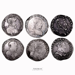 Lot 6 Monnaies - Henri II - Testons - 1560 I Limoges - 1556 T Nantes - 1552 D Lyon - 1557 B Rouen - 1553 M Toulouse - 1556 B Rouen-Avers