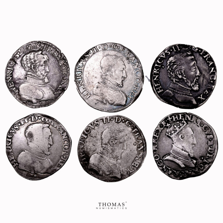 Lot 6 Monnaies - Henri II - Testons - 1560 I Limoges - 1556 T Nantes - 1552 D Lyon - 1557 B Rouen - 1553 M Toulouse - 1556 B Rouen-Avers