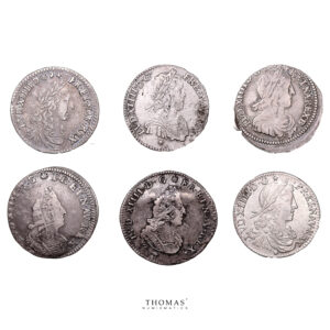 Lot 6 Monnaies - Louis XIV - 1:12 Écu - 1702 W Lille - 1662 D Lyon - 1702 D Lyon - 1660 Pau - 1659 M Toulouse - 1661 Z Grenoble-Avers