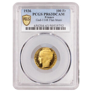 Coin France - 100 francs or Bazor - 1936 - Proof Flan Bruni - PCGS PR63 DCAM slab