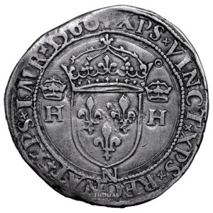 Monnaie France - Henri II - Teston - 1560 N Montpellier-Revers