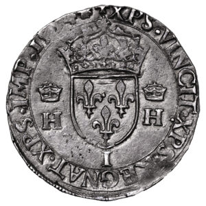 Monnaie France - Henri II - Teston à la Tête Nue - 1554 I Limoges-Revers