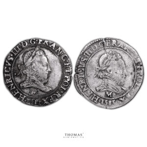 Monnaie France - Henri III - Franc Col Fraisé - 1585 M Toulouse - 1581 M Toulouse-Avers