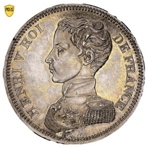 Coin France - Henri V Prétendant - Trial 5 Francs - 1831 Bruxelles- PCGS SP 62 obverse