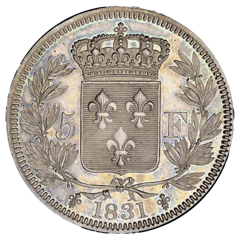Coin France - Henri V Prétendant - Trial 5 Francs - 1831 Bruxelles- PCGS SP 62 reverse