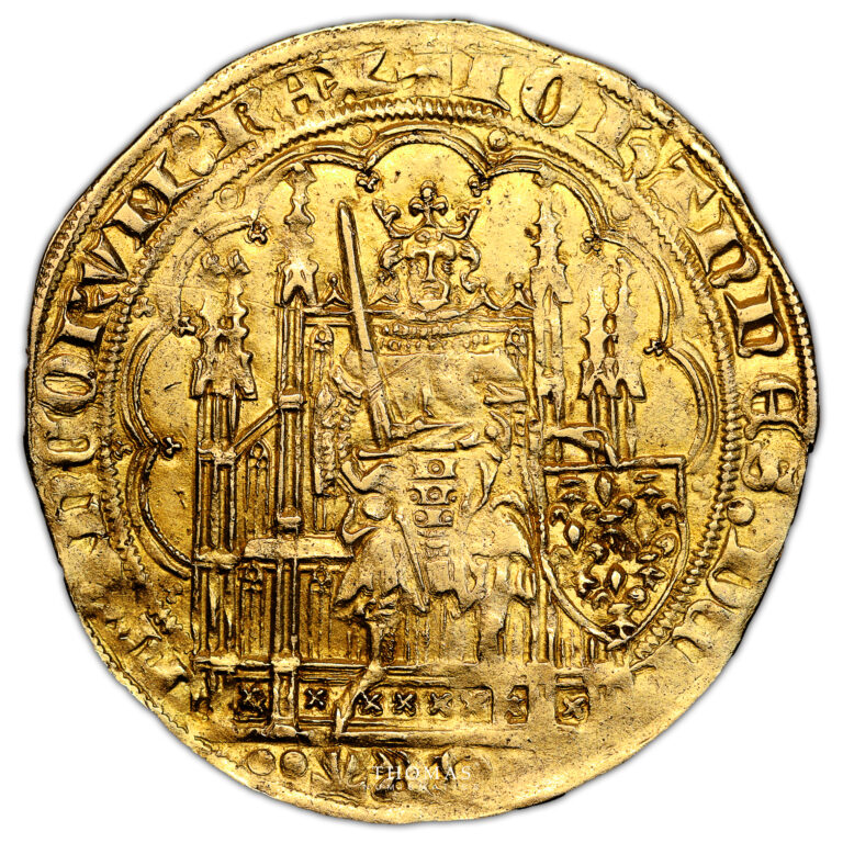 Coin France - Jean II le bon - Gold - Écu d’or à la chaise obverse