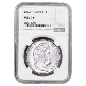 Monnaie France - Louis Philippe Ier - 5 Francs - 1847 A Paris - NGC MS 64 ★-Slab