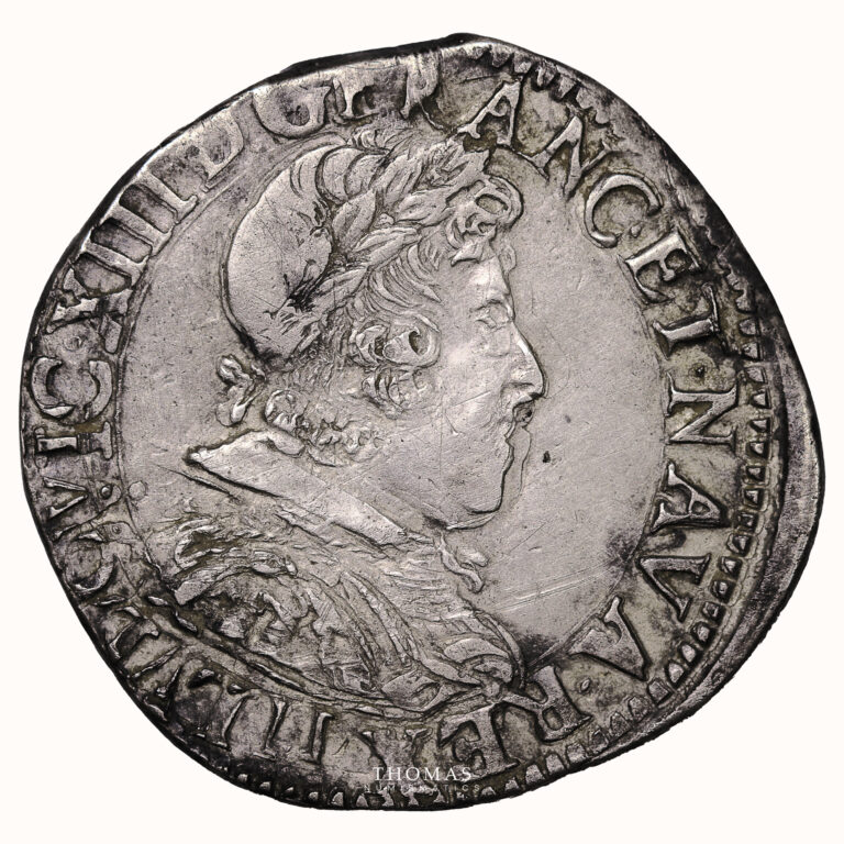 Monnaie France - Louis XIII - Demi Franc Juvénile Col Plat - 1633 M Toulouse-Avers