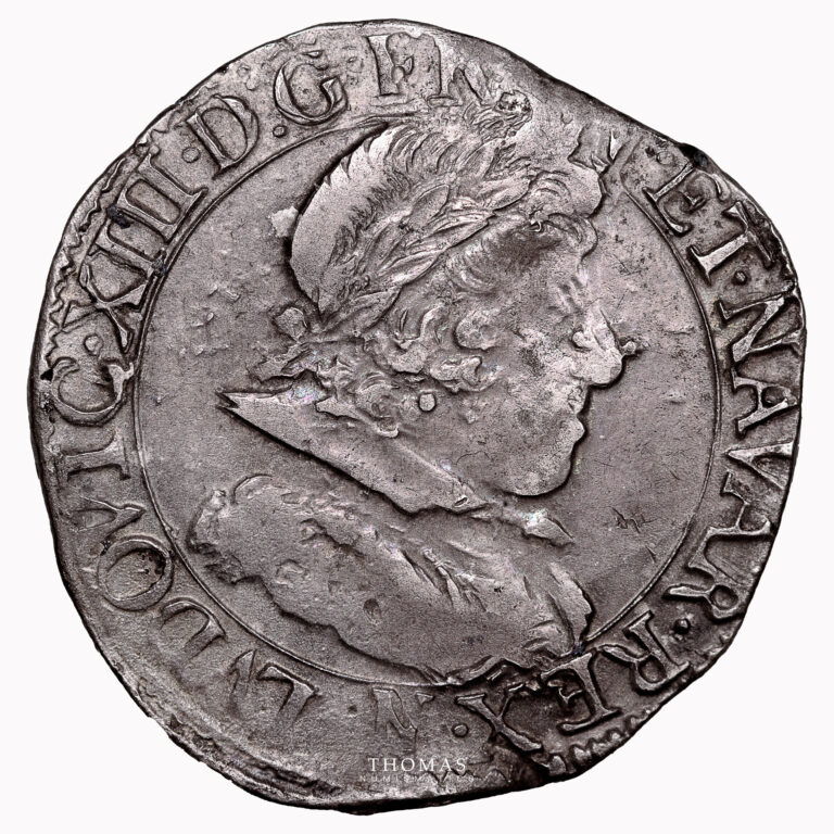 Monnaie France - Louis XIII - Demi Franc Juvénile Col Plat - 1638 N Montpellier-Avers