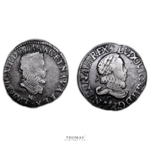 Monnaie France - Louis XIII - Demi Franc Petit et Grand Buste Lauré Col Fraisé - 1720 M Toulouse - 1615 C Saint Lô-Avers