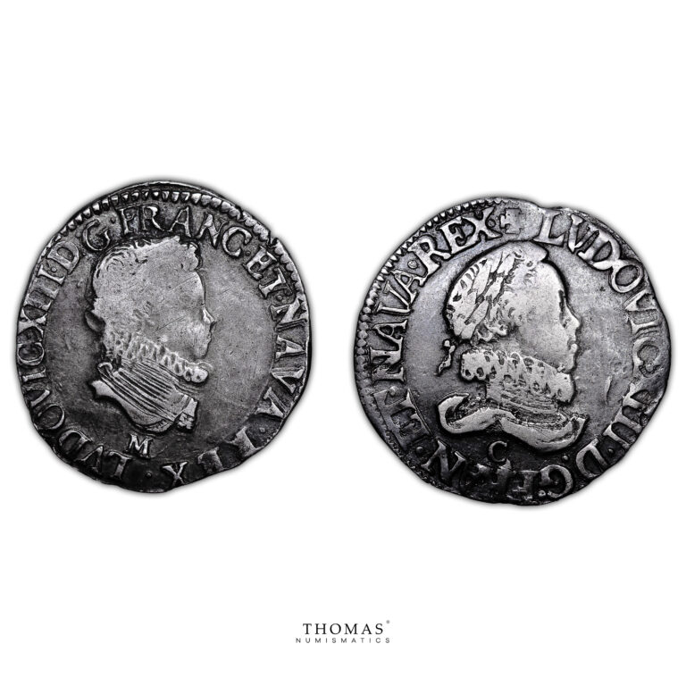 Monnaie France - Louis XIII - Demi Franc Petit et Grand Buste Lauré Col Fraisé - 1720 M Toulouse - 1615 C Saint Lô-Avers