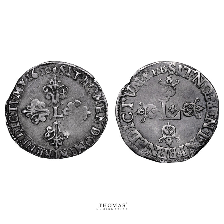 Monnaie France - Louis XIII - Demi Franc Petit et Grand Buste Lauré Col Fraisé - 1720 M Toulouse - 1615 C Saint Lô-Revers