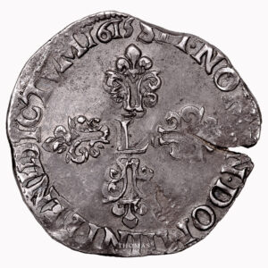 Coin France - Louis XIII - Demi Franc Tête nue - 1615 Rennes reverse