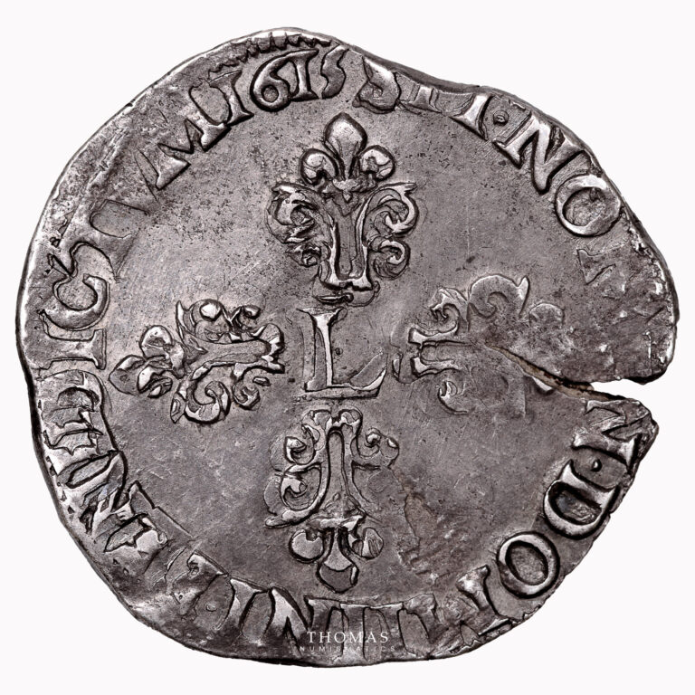 Monnaie France - Louis XIII - Demi Franc Tête nue - 1615 Rennes-Revers