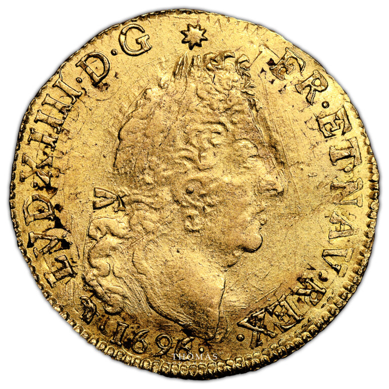 Monnaie France - Louis XIV - Louis d'or aux 4 L - 1696 T Nantes-Avers