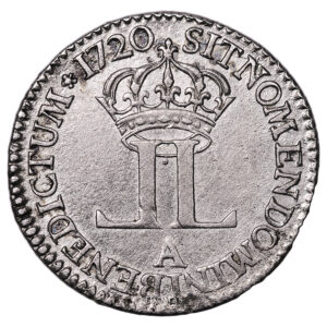 Monnaie France - Louis XV - Livre d'argent - 1720 A Paris-Revers