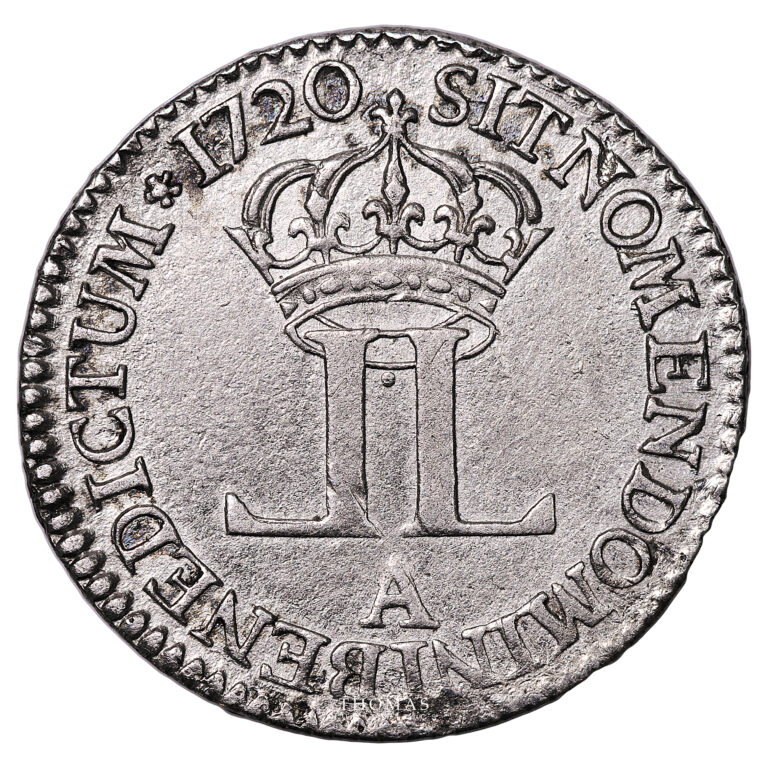Monnaie France - Louis XV - Livre d'argent - 1720 A Paris-Revers