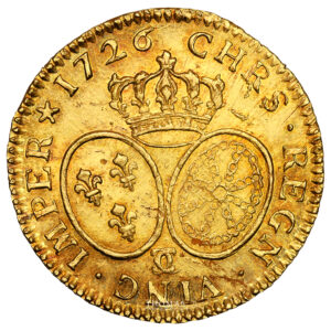 Monnaie France - Louis XV - Louis d'or aux lunettes - 1726 ϽϹ Besançon-Revers